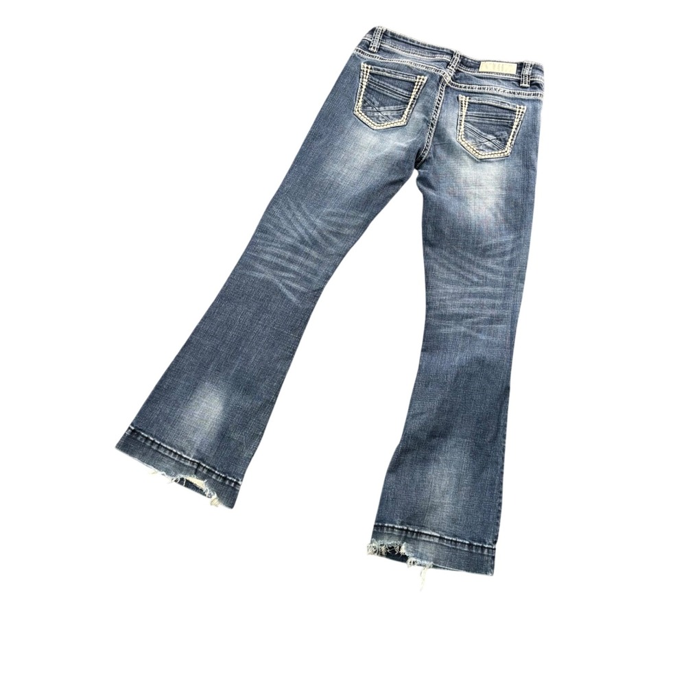 Rock & Roll Cowgirl Jeans Women Flare Distressed Denim Blue 30x29.5